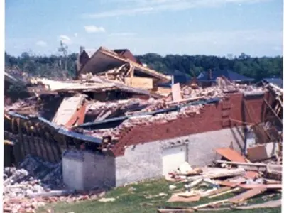 1985 Grand Valley Public Library tornado damage